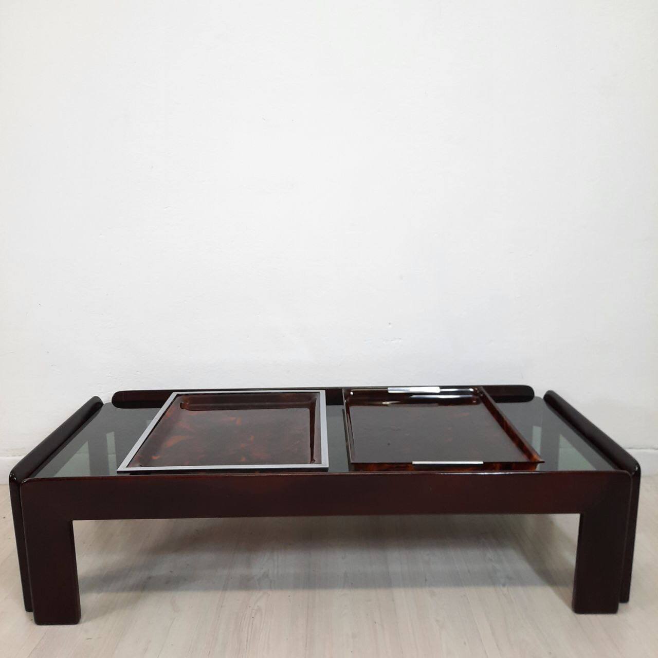 Pair of vintage trays in briar effect lucite