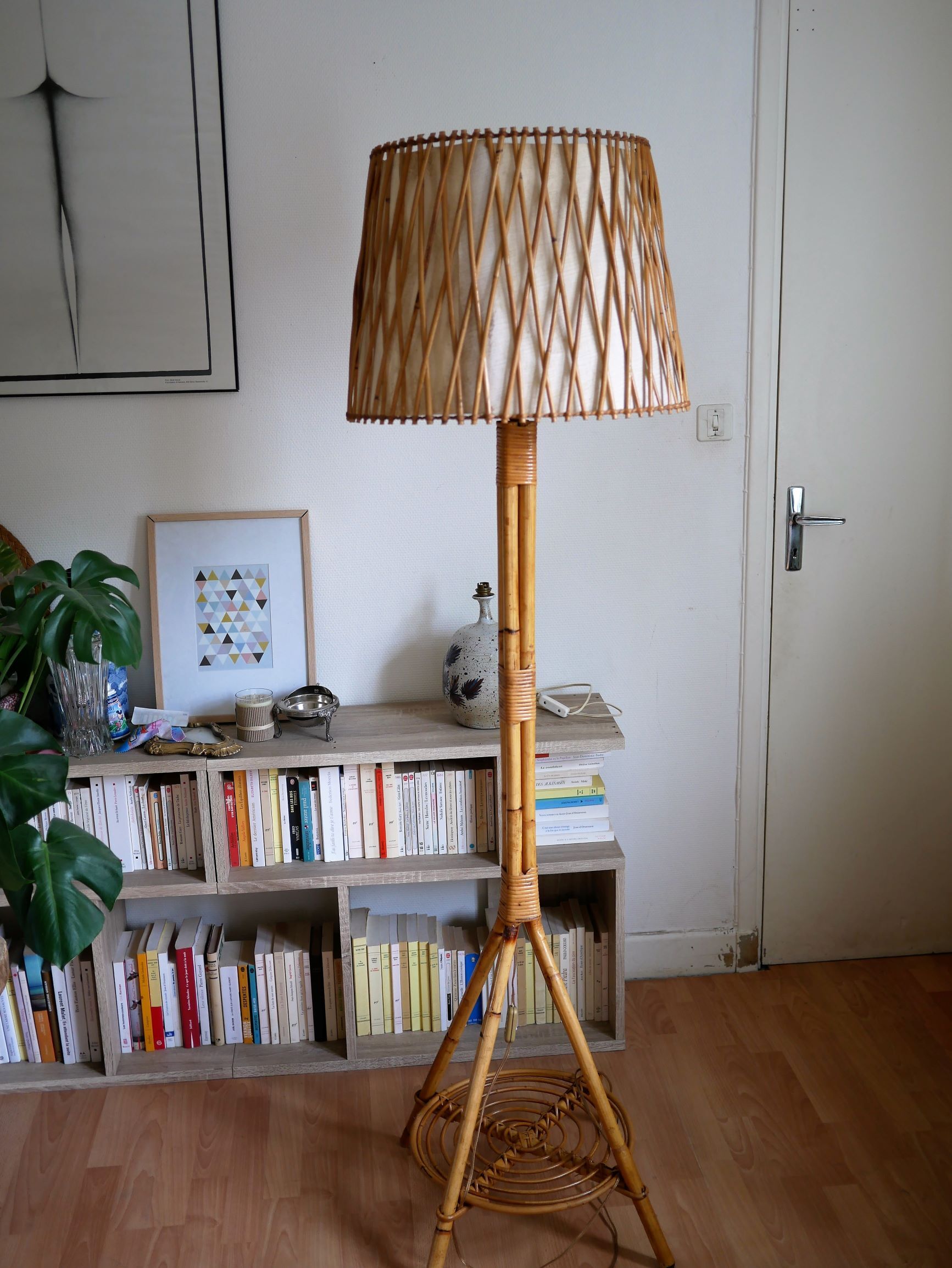 Floor lamp rattan and bamboo 60 years