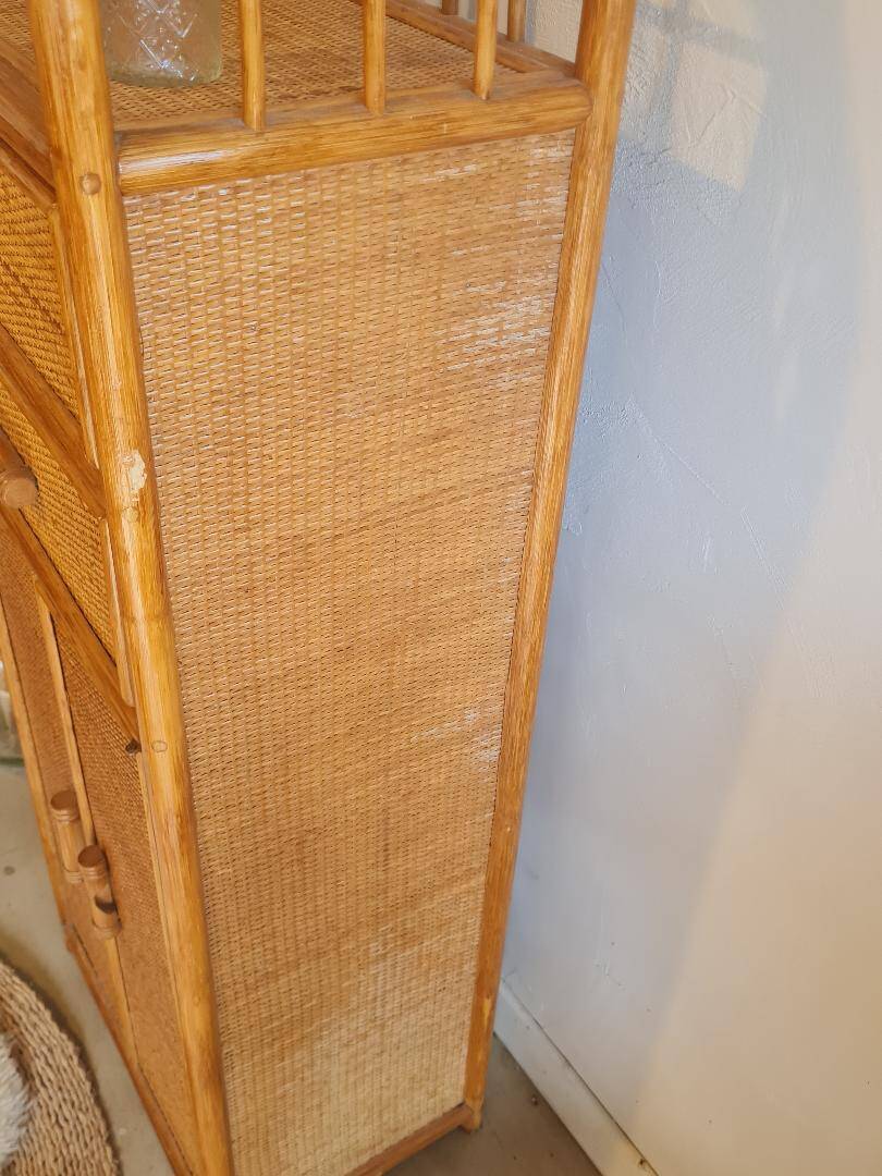 Vintage rattan wardrobe
