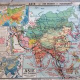 Map of old cardboard school Asia Jean Brunhes Deffontaines