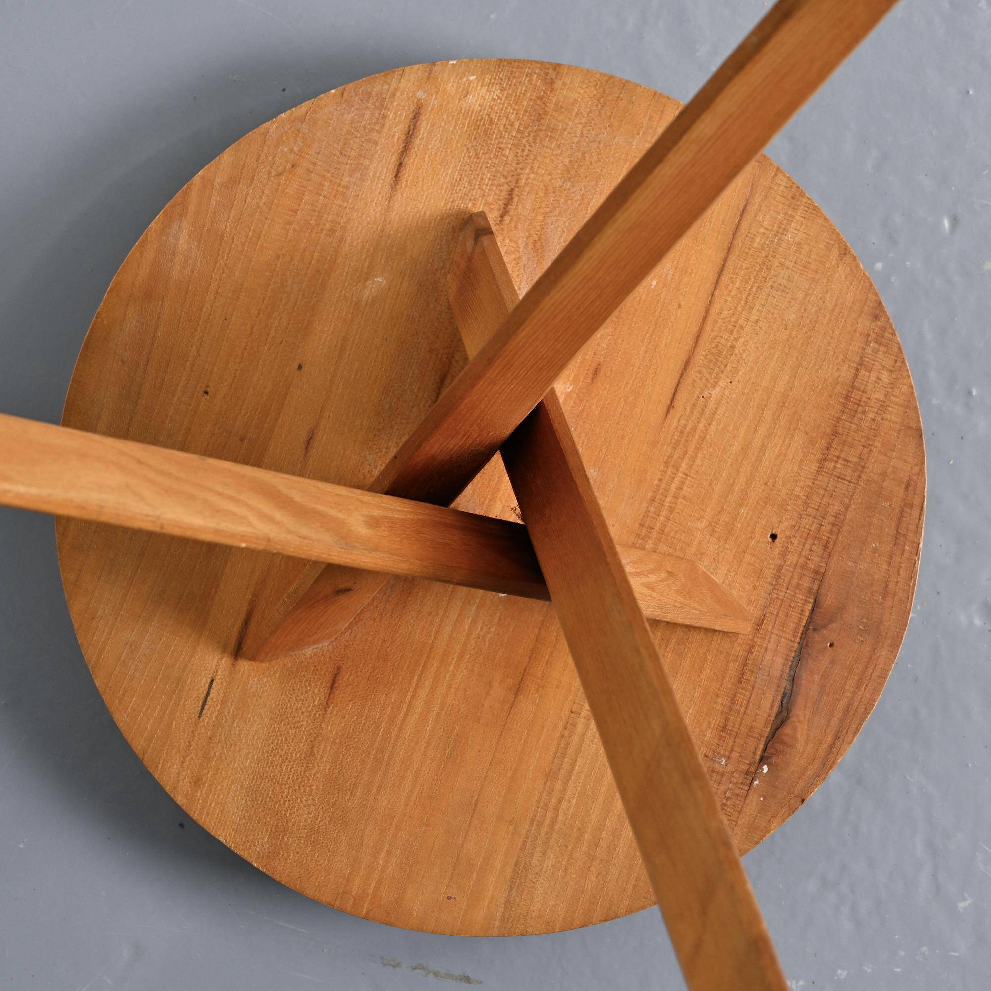 Original S31 stool in solid elm by Pierre Chapo, circa 1980.