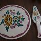 Plat à tarte  à fleurs et sa pelle assortie
