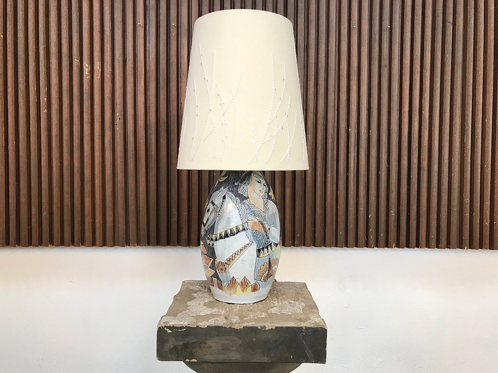 Swedish glazed ceramic table lamp by Marian Zawadzki for Tilgmans Keramik, 1957