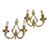Pair of two-arm bronze sconces Lucien Gau