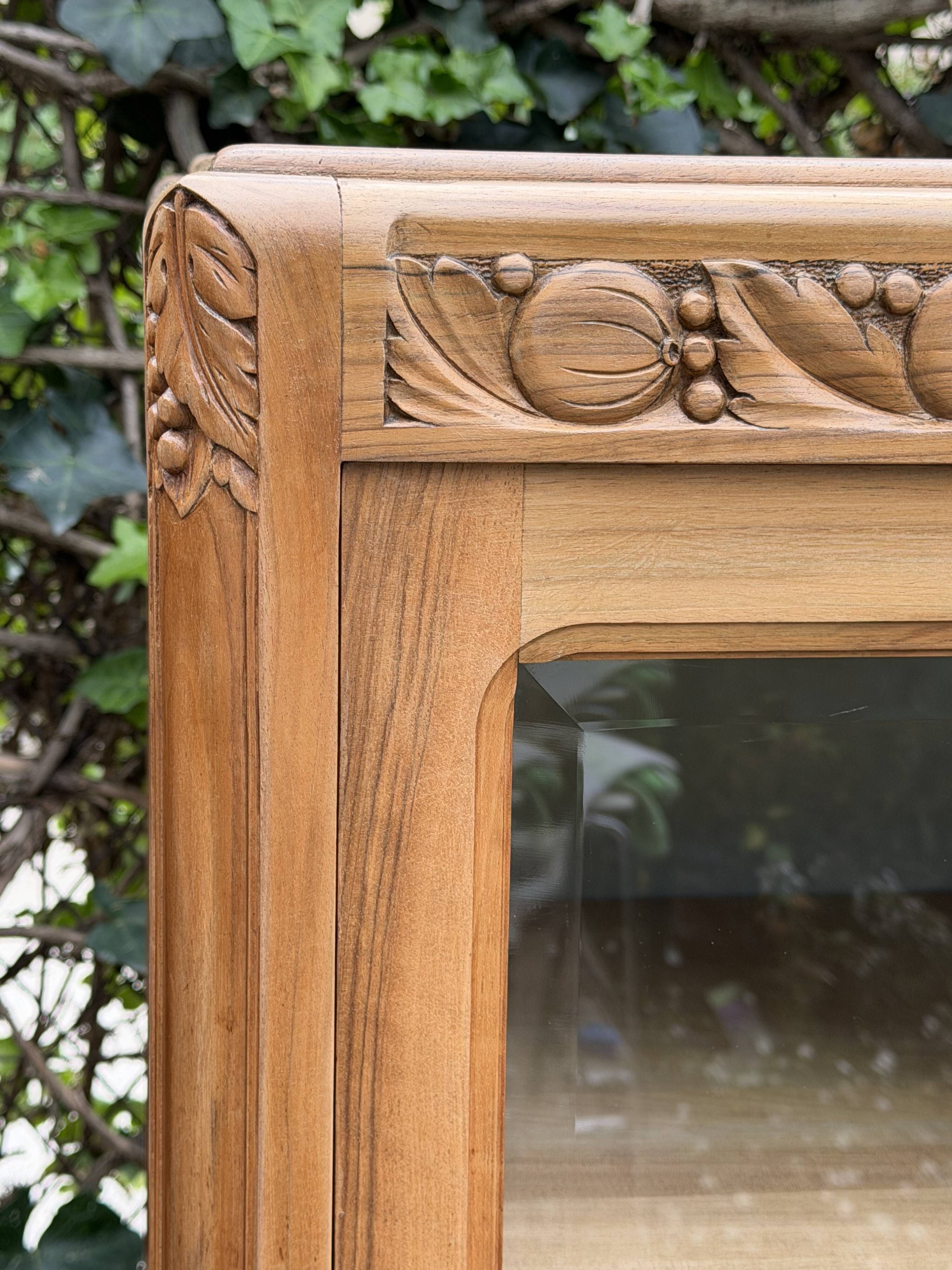 Rare pair of Art Deco glass columns in solid walnut – renovated