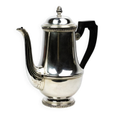 Silver-plated metal coffee pot Ercuis — decorated with bead friezes, ebony handle.