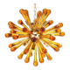 Murano Glass Sputnik Chandelier with Gold Frame and Amber Air Drops