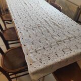 Embroidered crochet tablecloth