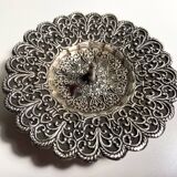 Antique Small Table Candlestick Holder Silver Plated Bronze Chiseled France