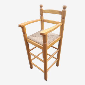 Mulched children's high chair and vintage wood