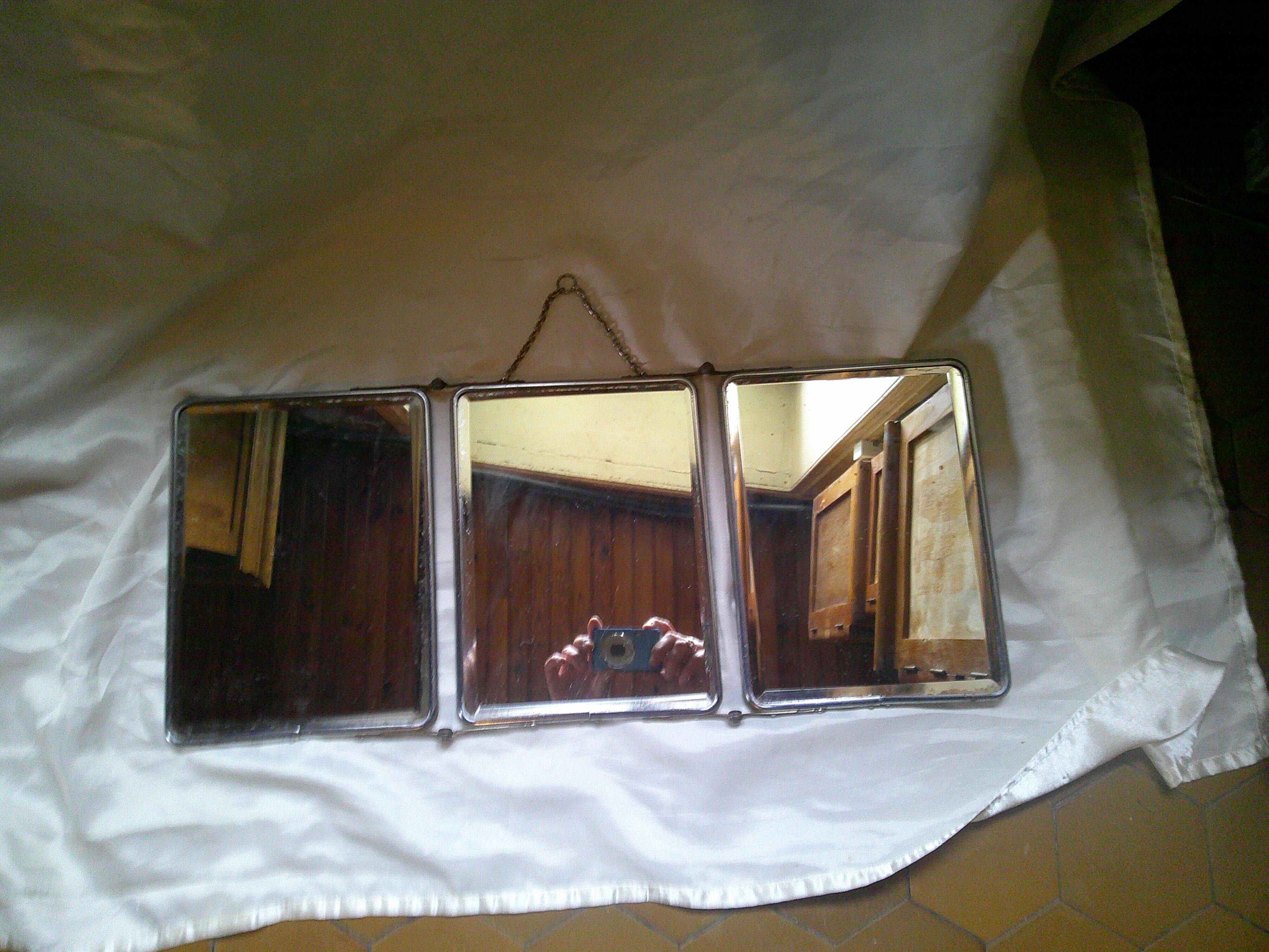 Antique 3-sided barber's mirror