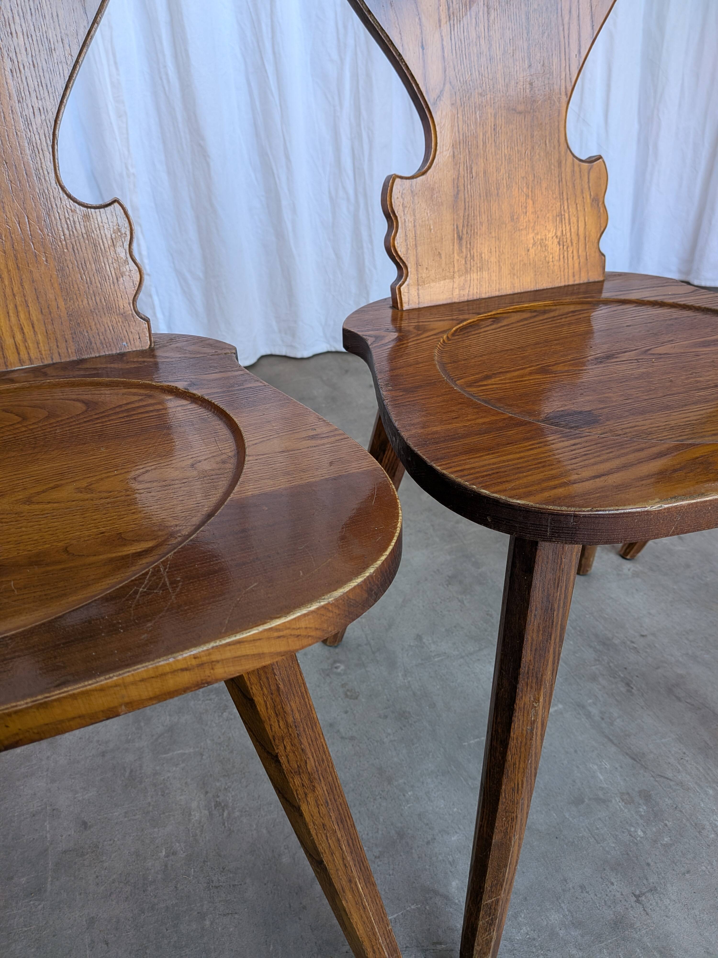 Set of 4 Farmhouse Tyrolean Chair with Heart Cutout Back / 1970s Vintage Di
