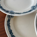 Set of 8 blue ironstone dinner plates Longchamp model Denise.