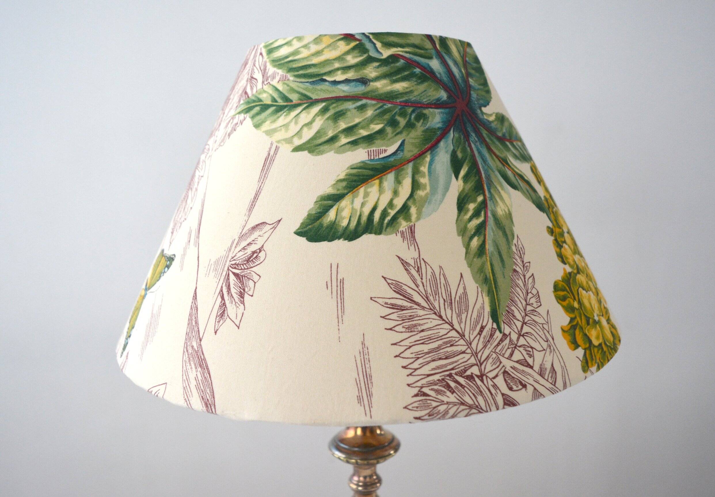 Lampshade, botanical vintage Jouy canvas, flowers