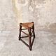 Wood and straw tripod stool