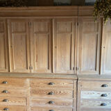 Old workshop furniture, 2 bodies with drawers and a cupboard.