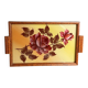 Plateau en bois, décor floral, Art déco