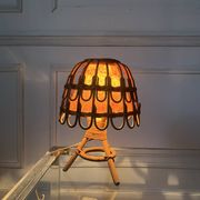 Mid-Century Rattan and Wicker Lamp by Louis Sognot, France, 1960s.