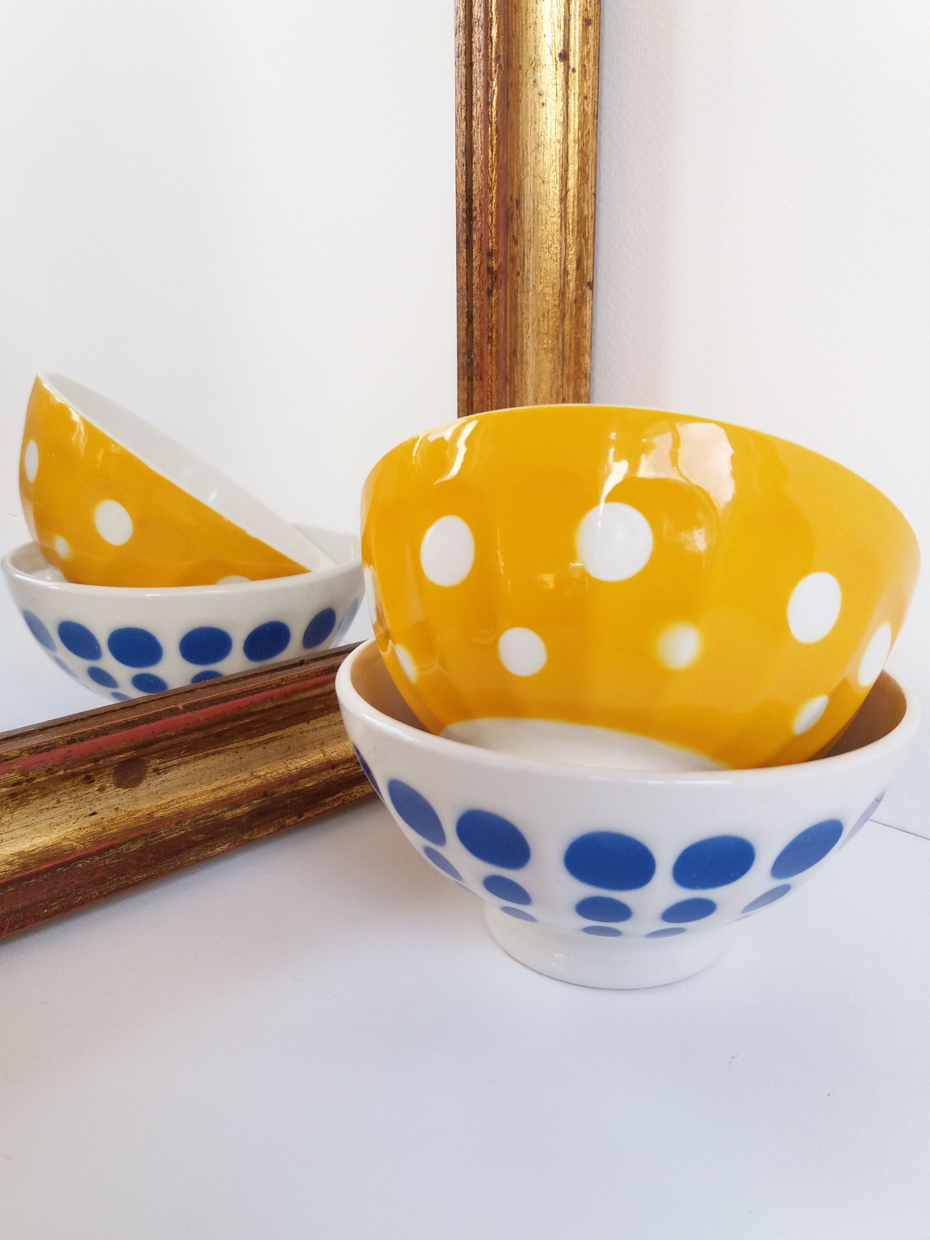 Set 2 polka dot bowls