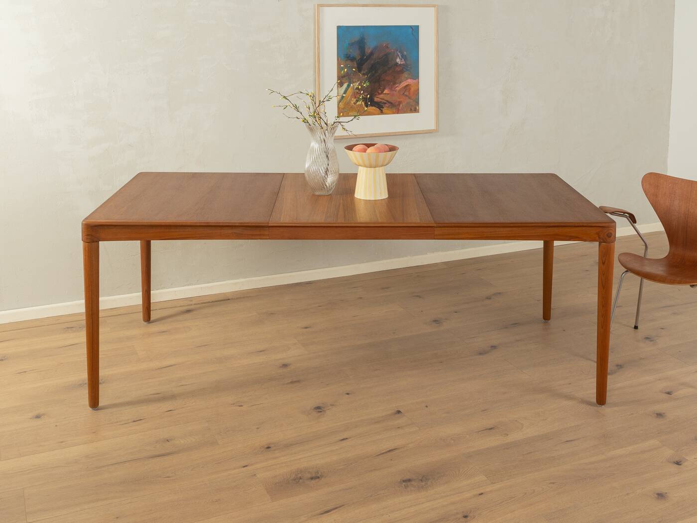 Rare extendable teak dining table by H.W. Klein for Bramin (1960s)