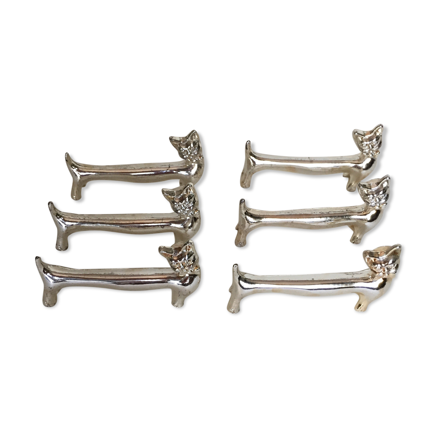 Set of 6 door silver metal knives