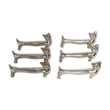 Set of 6 door silver metal knives