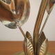 Vintage table lamp sixties Flower and Foliage in gilded metal & Globe opaline