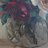 Peinture huile sur toile de Georges Danset "Bouquet de Roses"