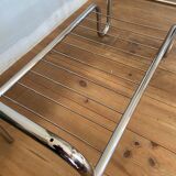 Table basse design en chrome et verre fumé années 60-70