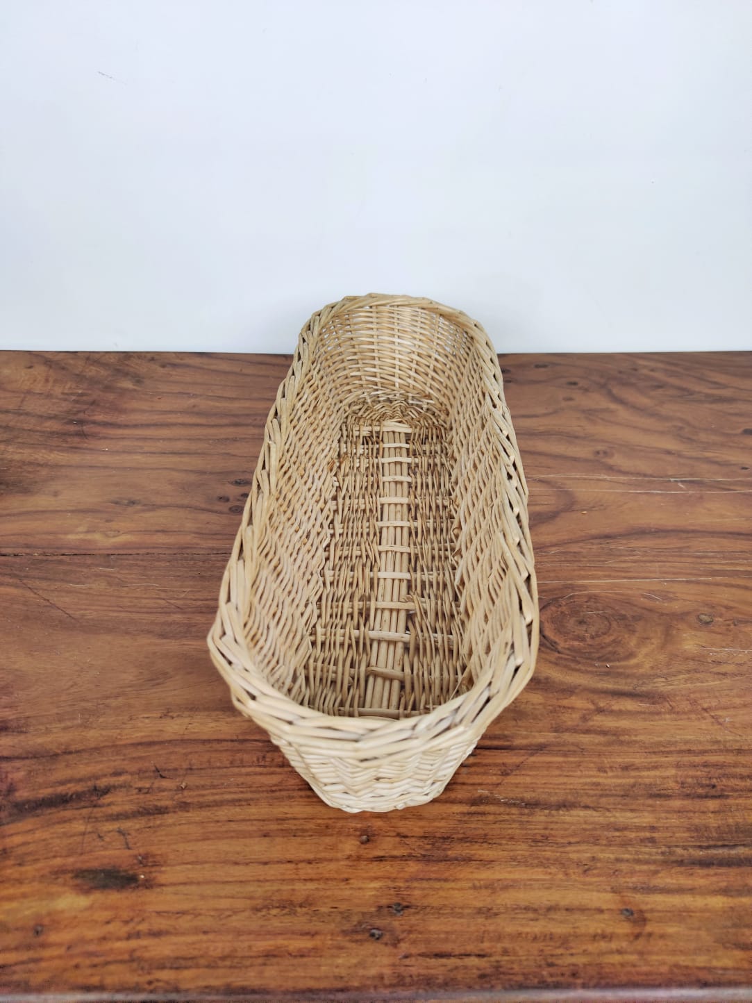 Beige wicker bread basket