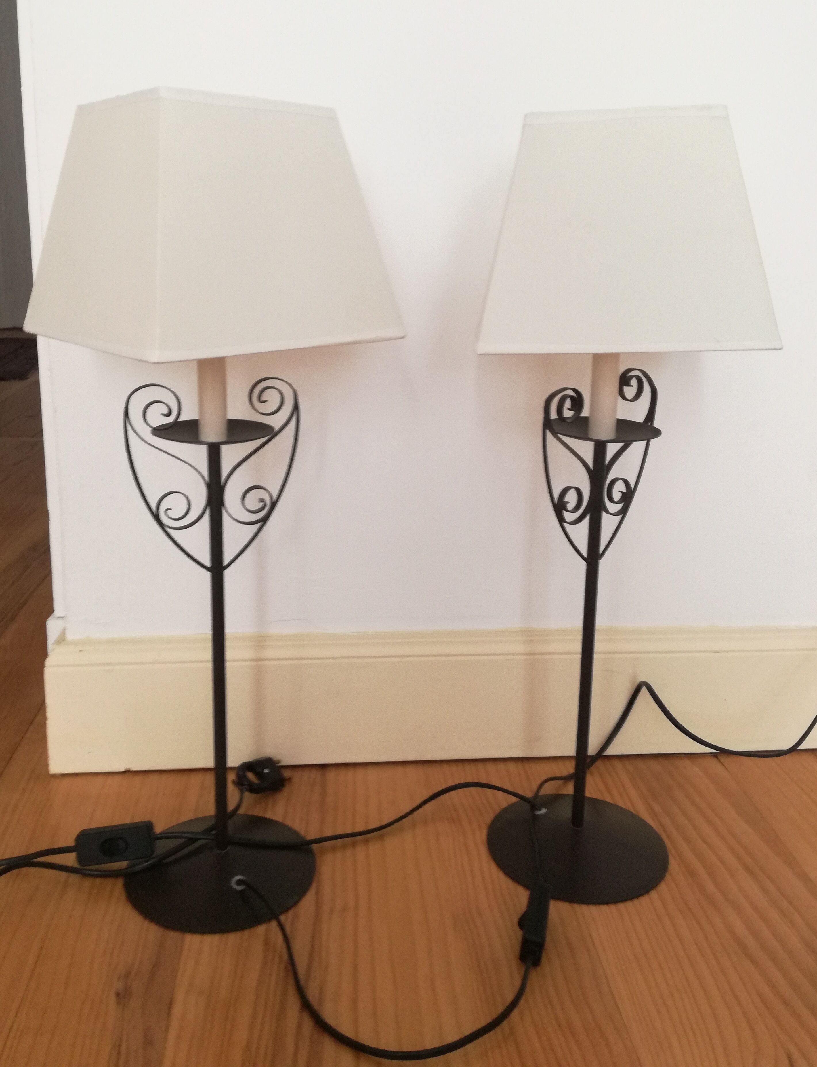 Pair of metal lamps with lampshade
