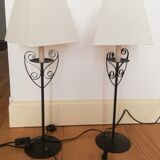 Pair of metal lamps with lampshade
