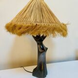 Black glazed ceramic lamp in the shape of a woman attributed to Jacques Bli