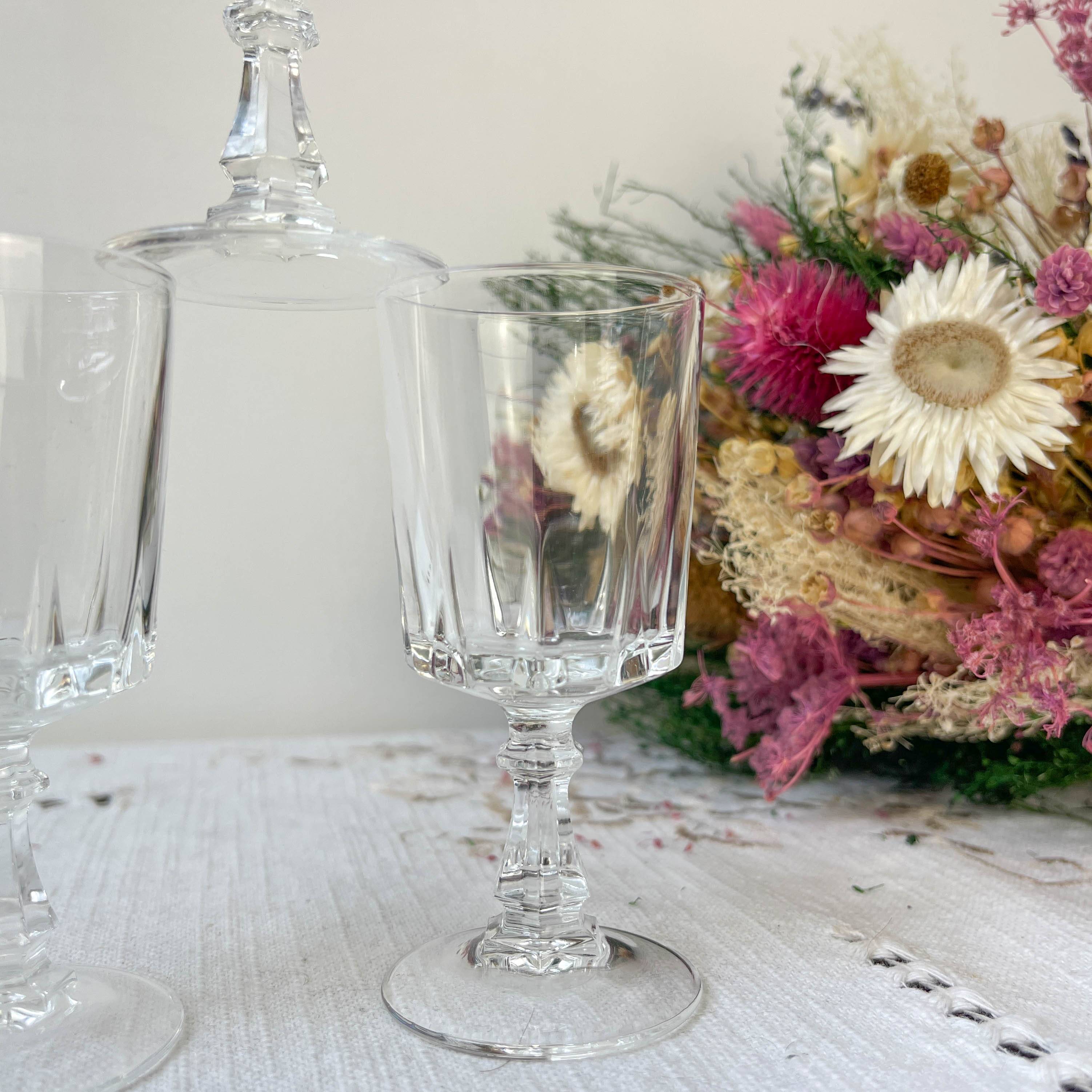 6 Arques crystal water glasses, Louvre model