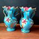 Pair of vintage blue pink ceramic VASES Ceroc Monaco