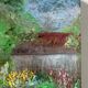 Flower garden and stream, signed