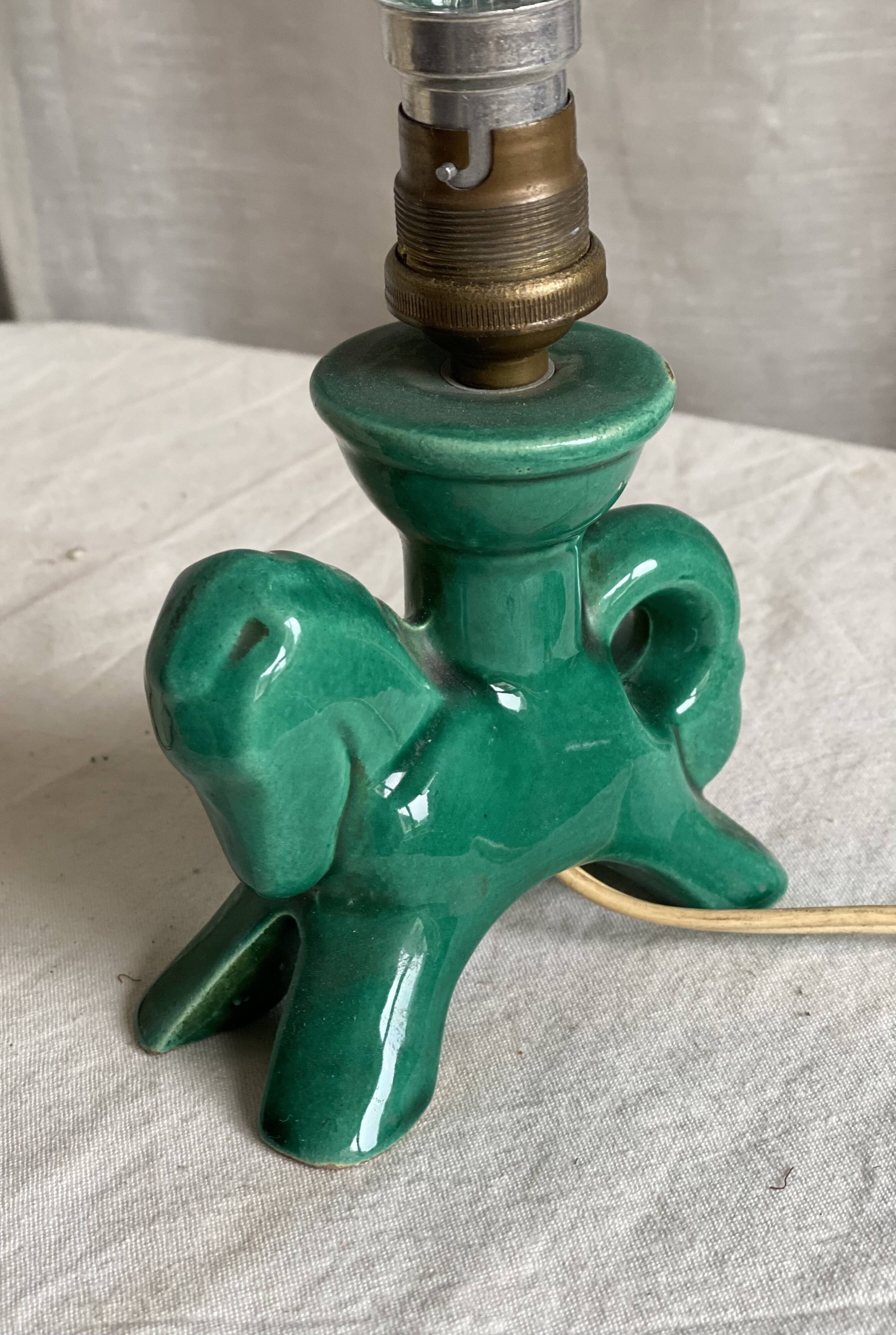Petite lampe céramique style Valauris vintage 1960 en forme de cheval