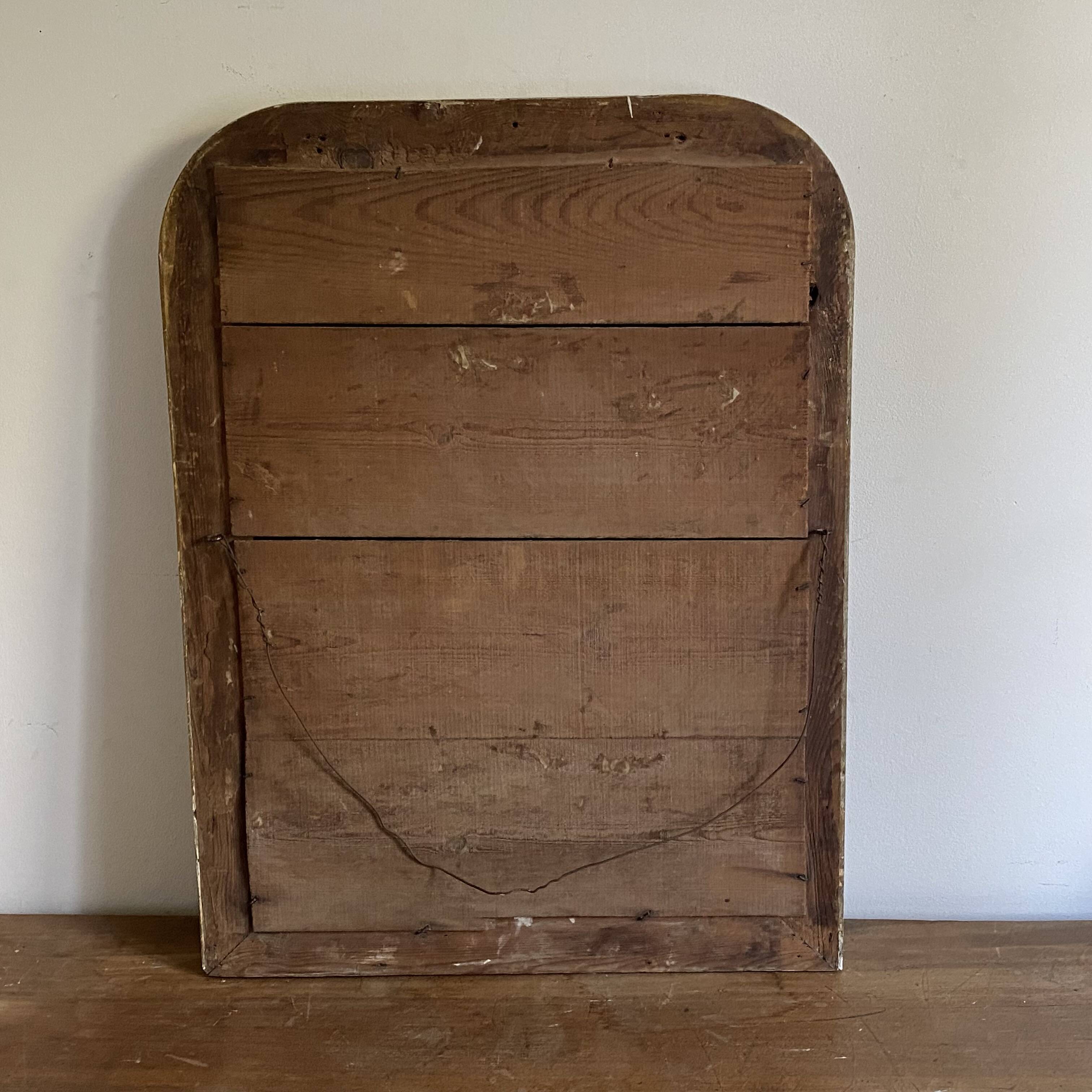 Louis Philippe gilded mirror late 19th century. Polychrome decoration.