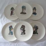 6 plates Gien le petit courrier des dames 446112 hat mode