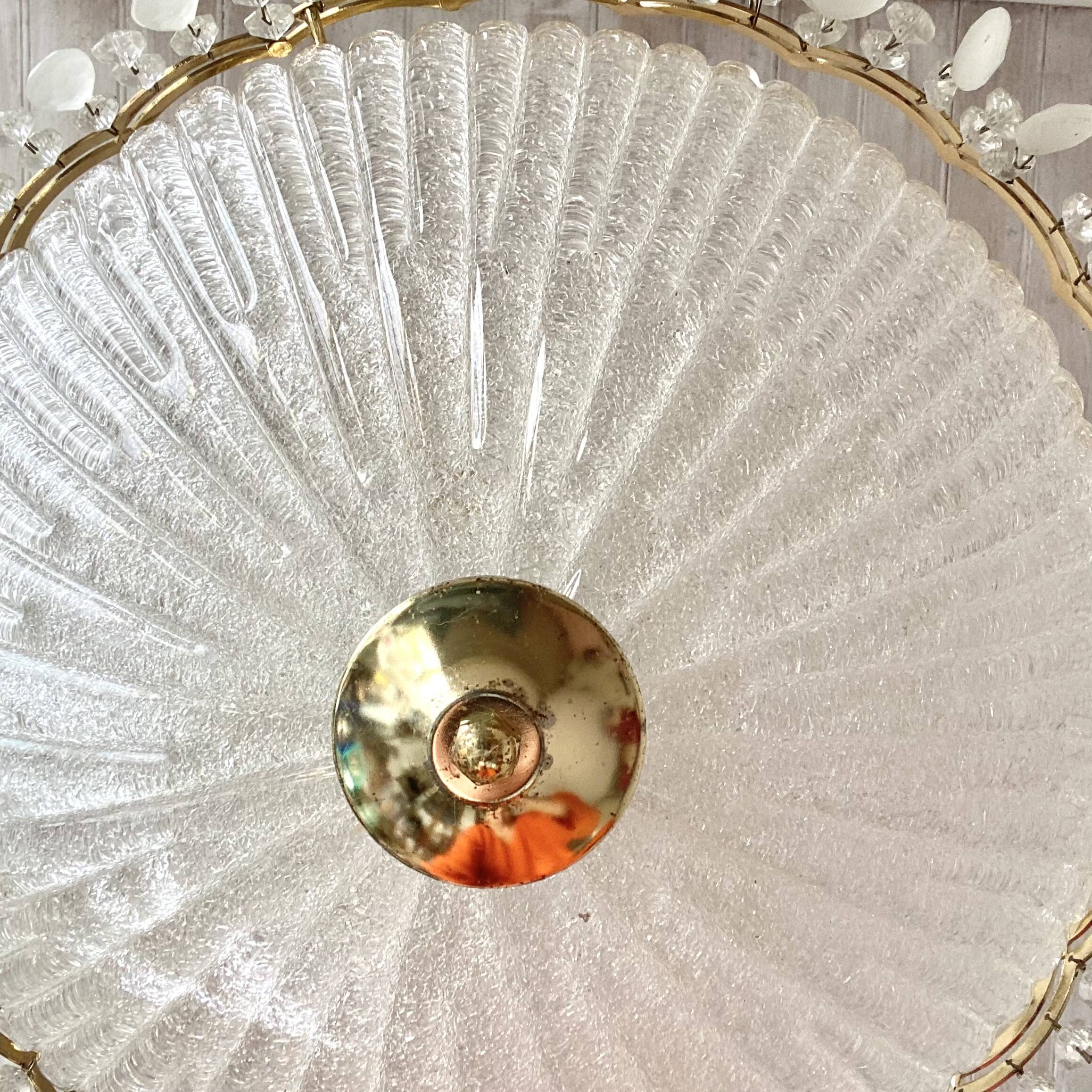 Gold metal basin pendant light with tassels - Italy