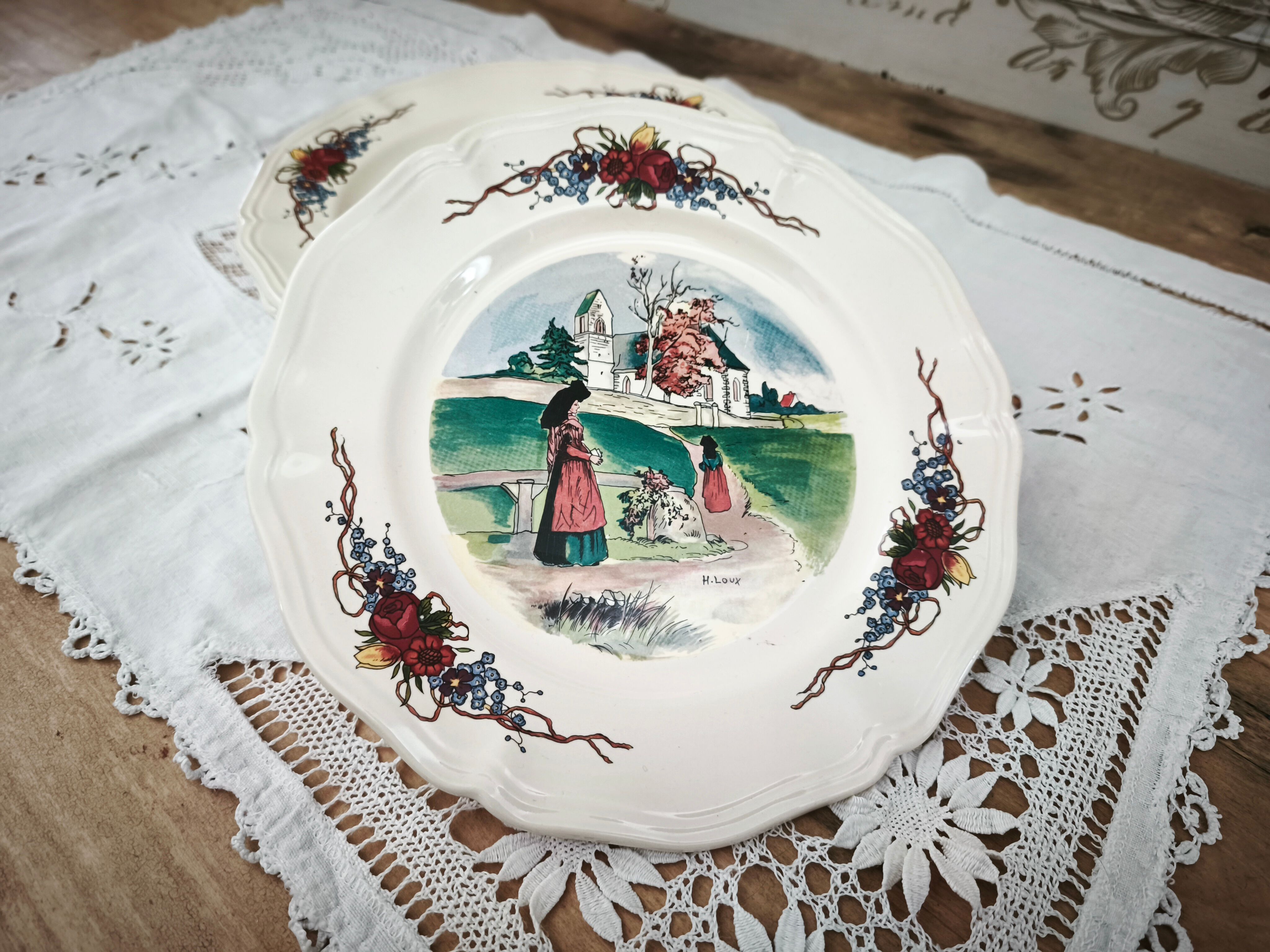 Set of 6 dessert plates Sarreguemines model Obernai
