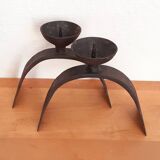 Duo of vintage brutalist candlesticks