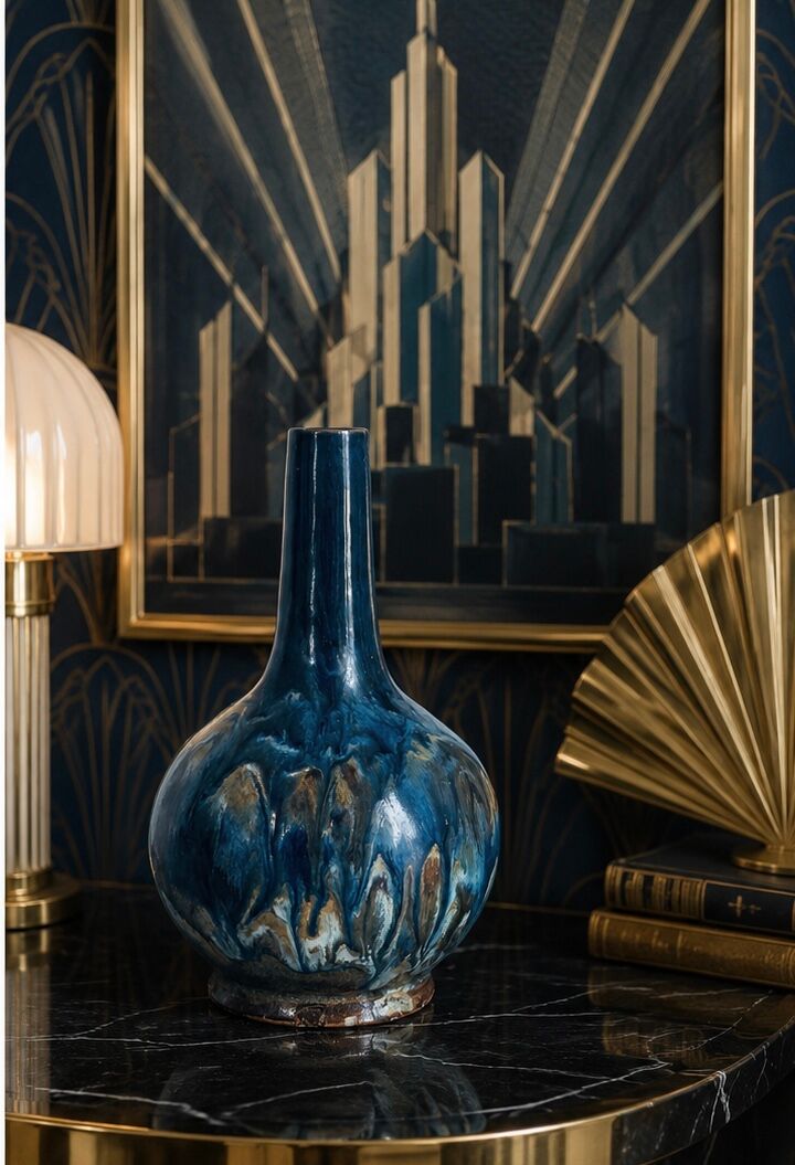 Art Deco vase in salt-glazed stoneware by Labrut & Recullé