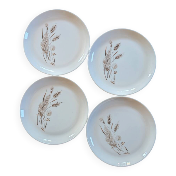 4 assiettes Sovirel opalin années 60