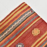 6x9 Red & Blue Striped Pattern Handmade Kilim Rug, 175x275Cm