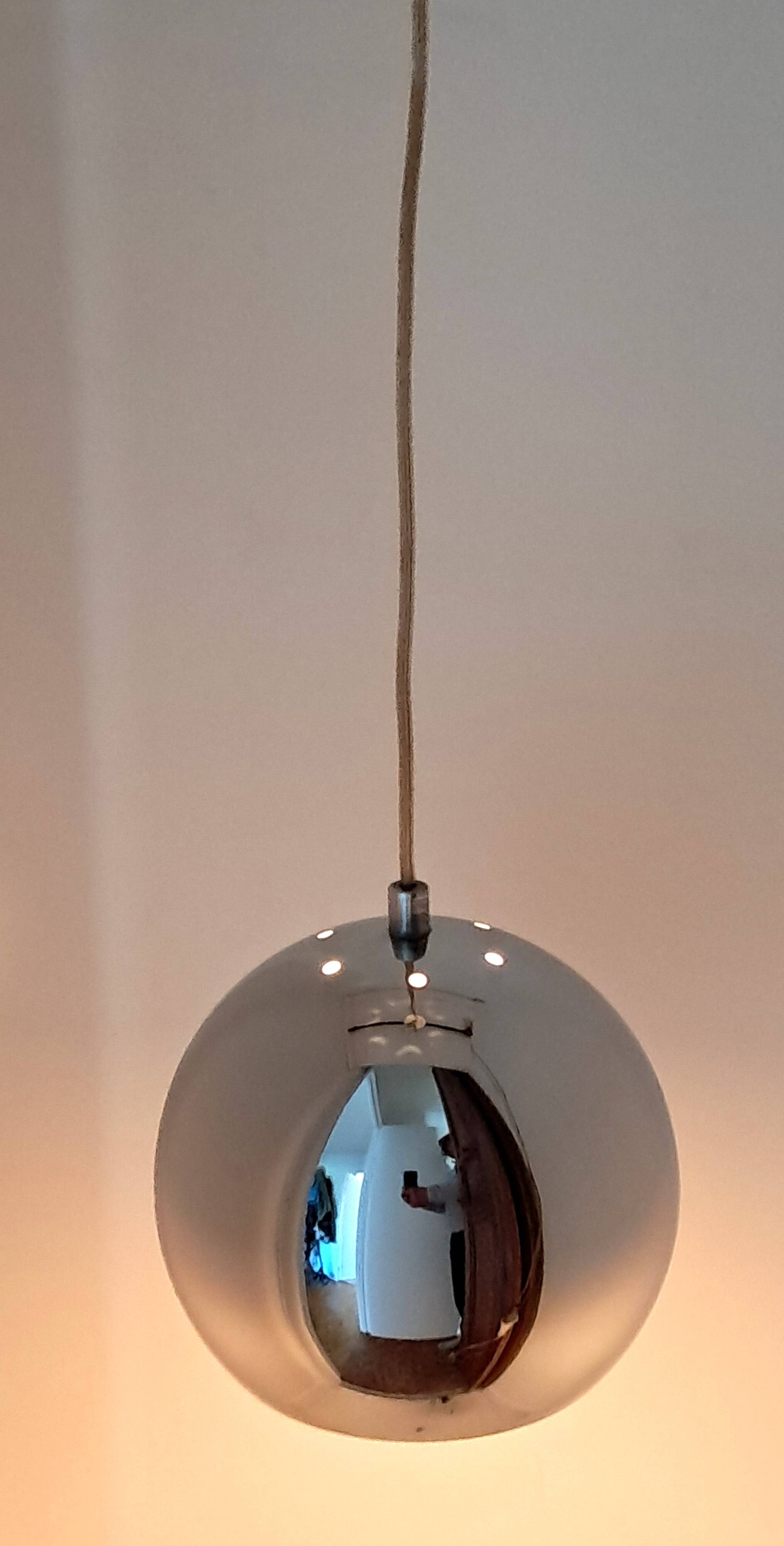 Set of 3 Benny Frandsen modular chrome pendant lights, Denmark 1970/80
