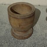 Turned solid wood plant pot