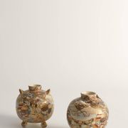 Satsuma Earthenware Vases, Hand-Painted Polychrome, Japan, Set of 2