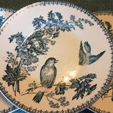 Suite of 4 plates in earthenware with bird décor