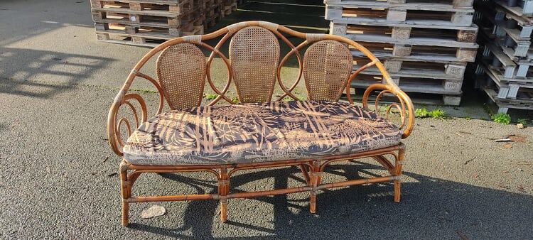 Rattan bench and cannage, vintage